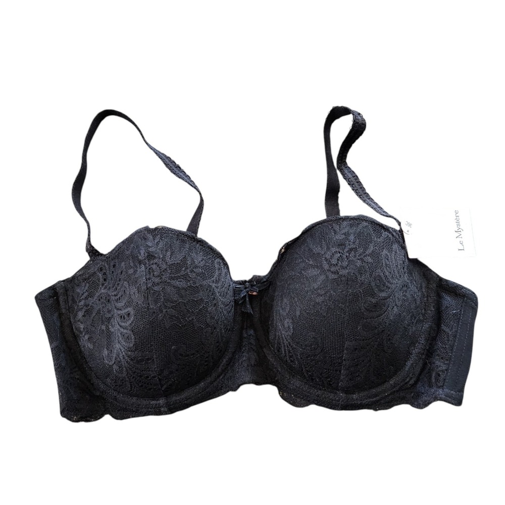 Le Mystere Sophia Lace Underwire Strapless Bra Black 2835 36C NWT